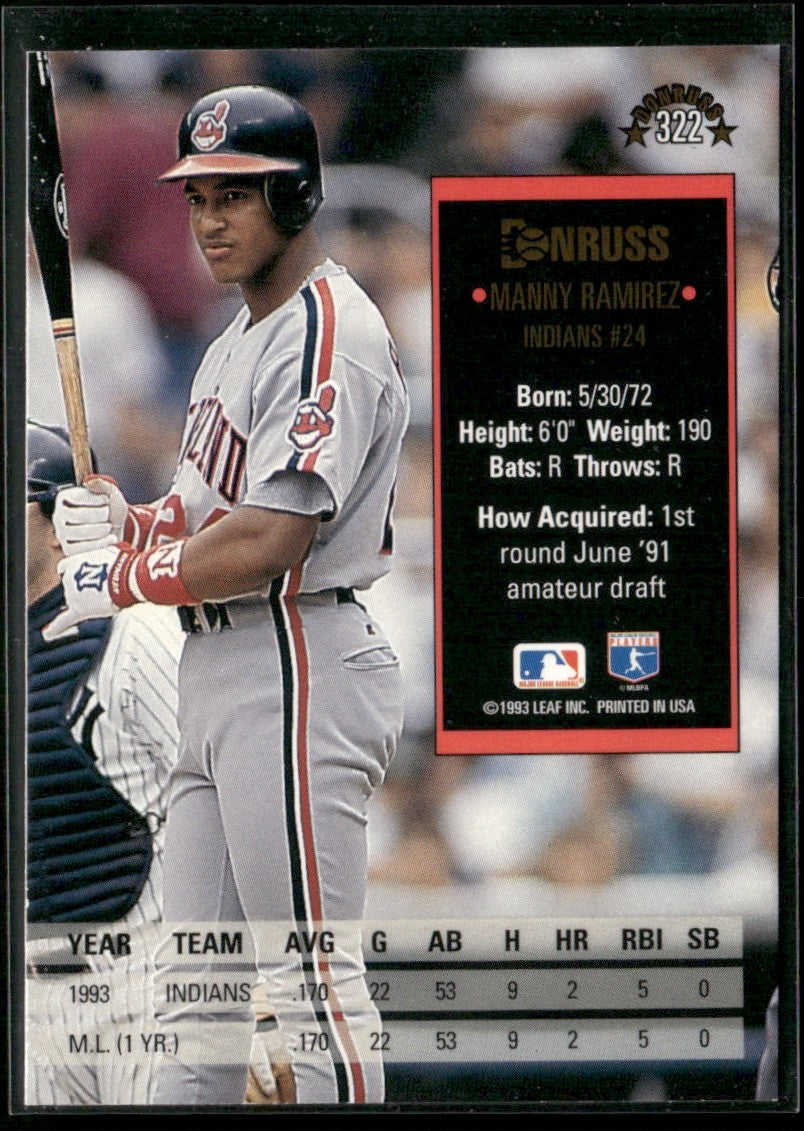 Manny Ramirez 1994 Donruss RC #322 Cleveland Indians