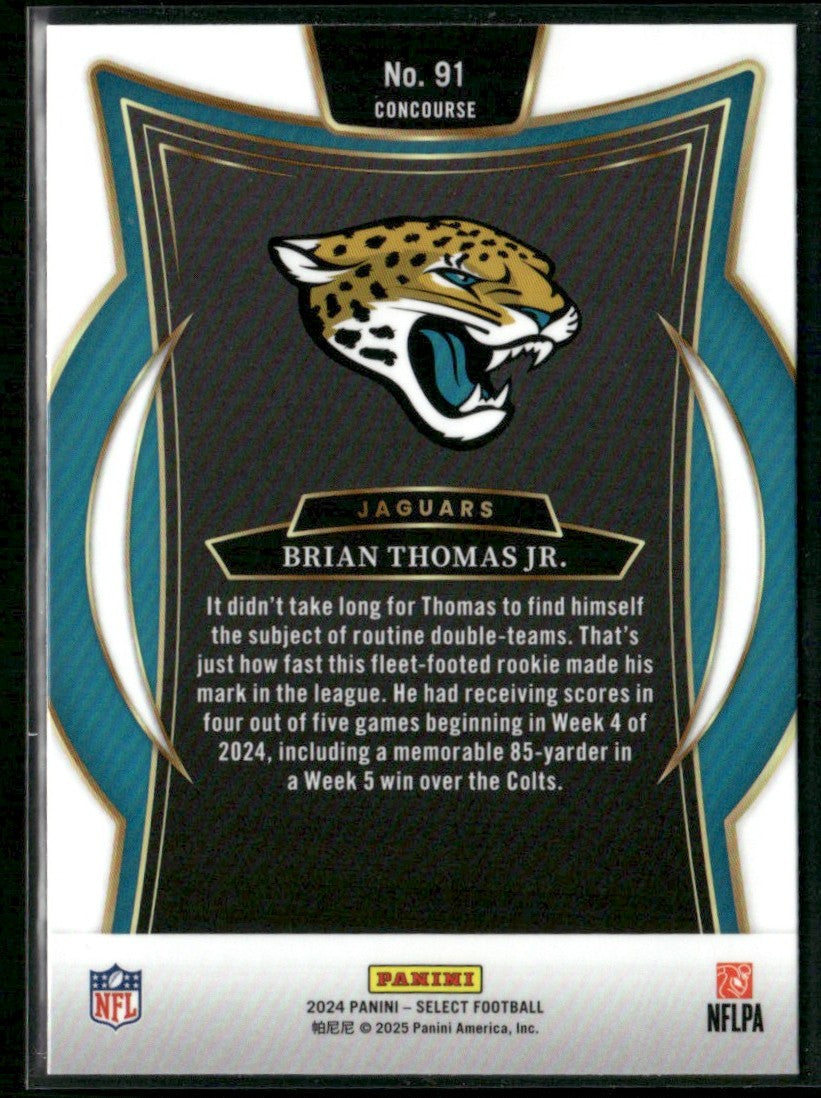 Brian Thomas Jr. 2024 Panini Select Concourse RC #91 Jacksonville Jaguars