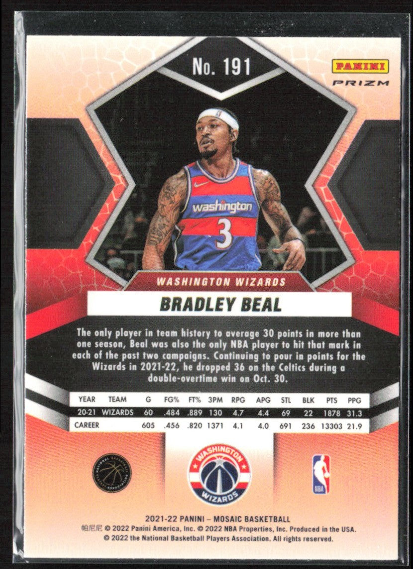 Bradley Beal 2021 Panini Mosaic All-NBA Fast Break #191 Washington Wizards