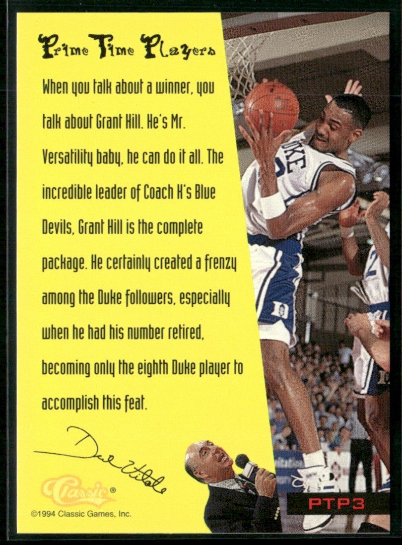 Grant Hill 1994 Classic Draft Vitale's Prime Time Players RC #PTP3