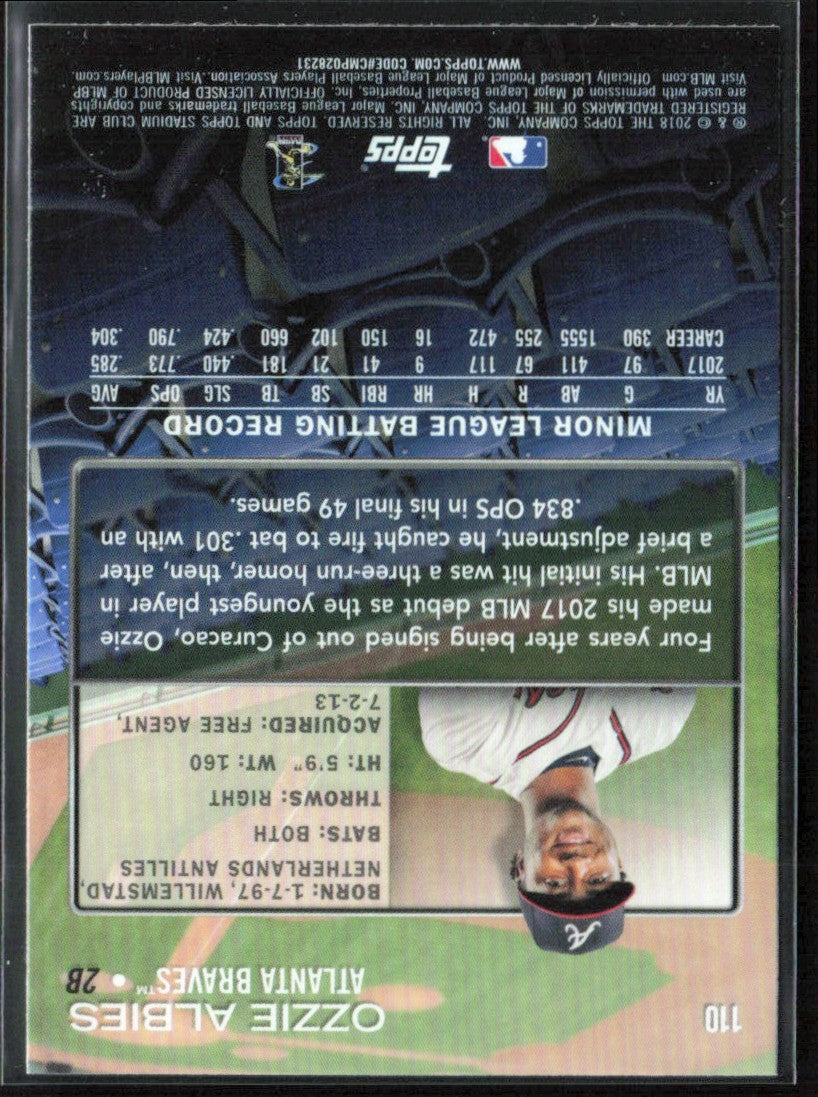 Ozzie Albies 2018 Topps Stadium Club RC #110 Atlanta Braves