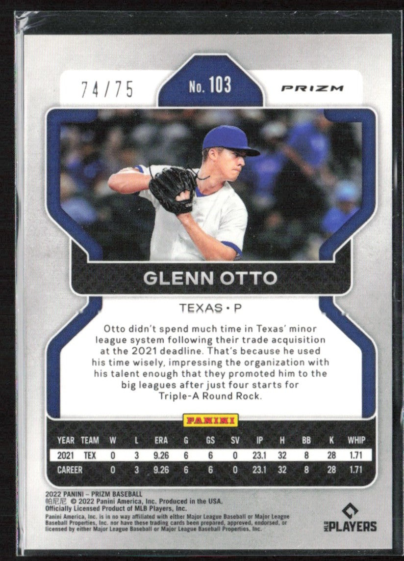 Glenn Otto 2022 Panini Prizm Power Plaid RC /75 #103 Texas Rangers