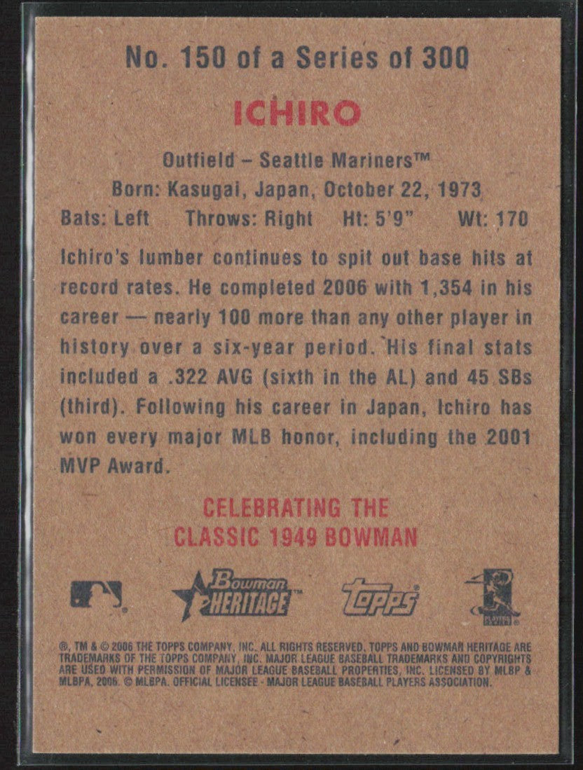 Ichiro Suzuki 2006 Bowman Heritage #150 Seattle Mariners