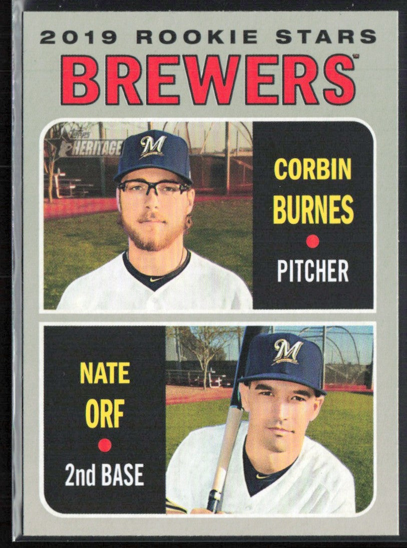 Nate Orf/Corbin Burnes 2019 Topps Heritage RC #88 Milwaukee Brewers