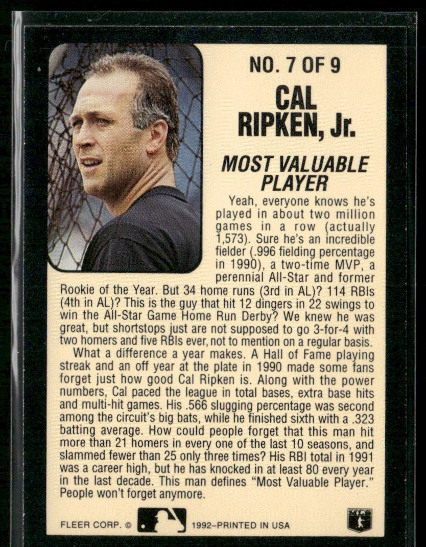 Cal Ripken Jr. 1992 Fleer Lumber Company #7 Baltimore Orioles