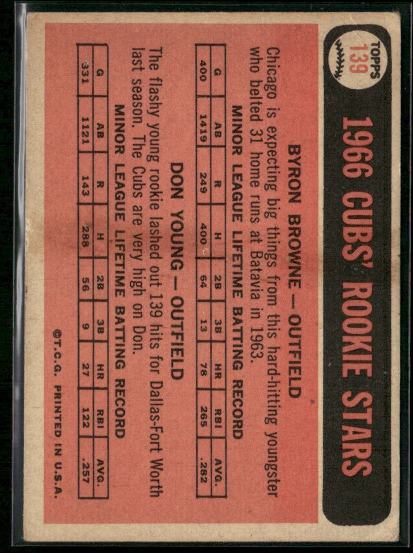 Byron Browne/Don Young 1966 Topps Cubs Rookies RC #139 Chicago Cubs