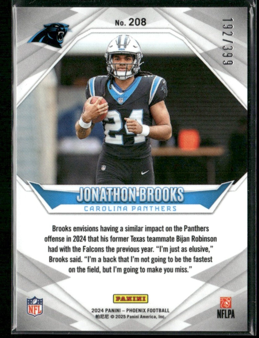 Jonathon Brooks 2024 Panini Phoenix RC /399 #208 Carolina Panthers