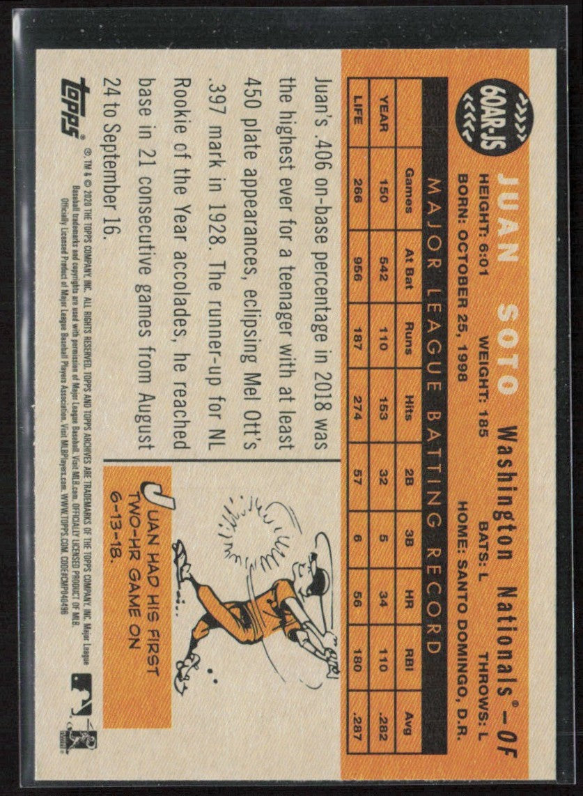 Juan Soto 2020 Topps Archives 1960 All-Star Rookies #60AR-JS