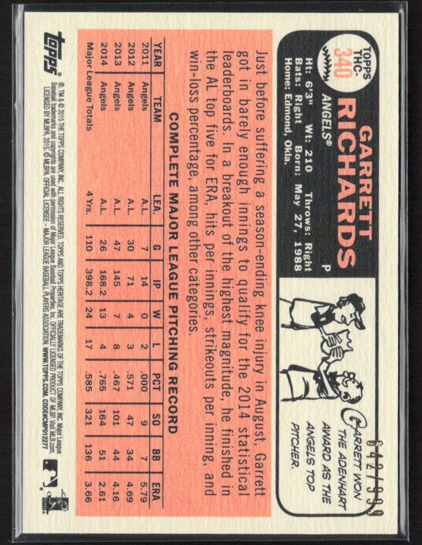 Garrett Richards 2015 Topps Heritage Chrome /999 #THC-340 Los Angeles Angels