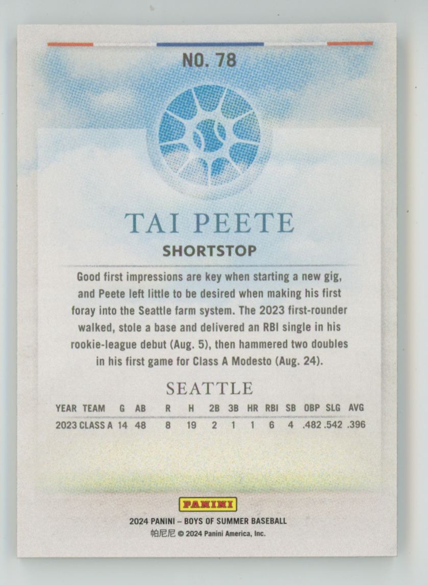 Tai Peete 2024 Panini Boys of Summer /275 #78 Seattle Mariners