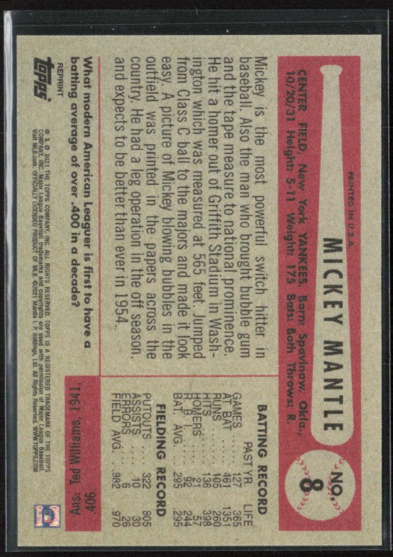 Mickey Mantle 2021 Topps X Collection #8 New York Yankees