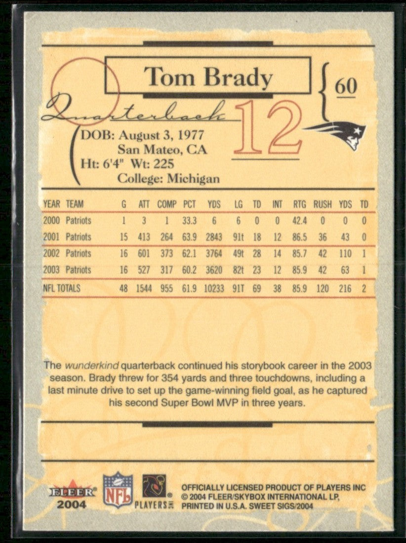 Tom Brady 2004 Fleer Sweet Sigs #60 New England Patriots