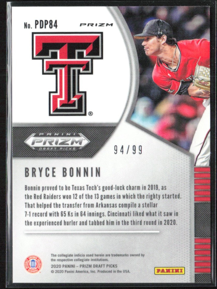 Bryce Bonnin 2020 Panini Prizm Draft Picks Tiger Stripe /99 #PDP84