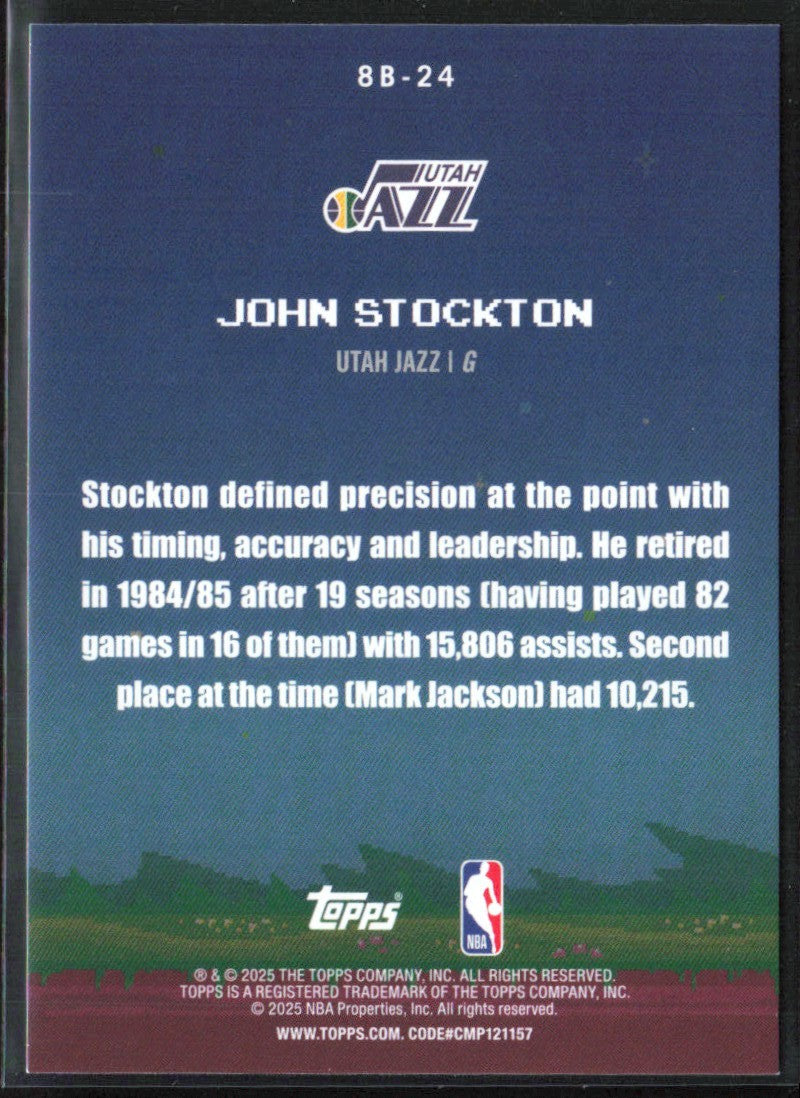 John Stockton 2025 Topps 8-Bit Ballers #8B-24 Utah Jazz