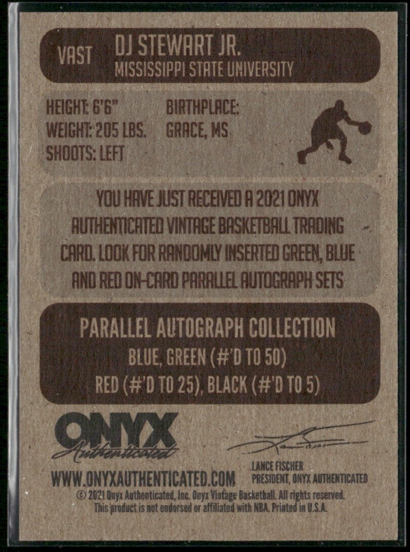 DJ Stewart Jr. 2021 Onyx Vintage AUTO #VAST Mississippi State University