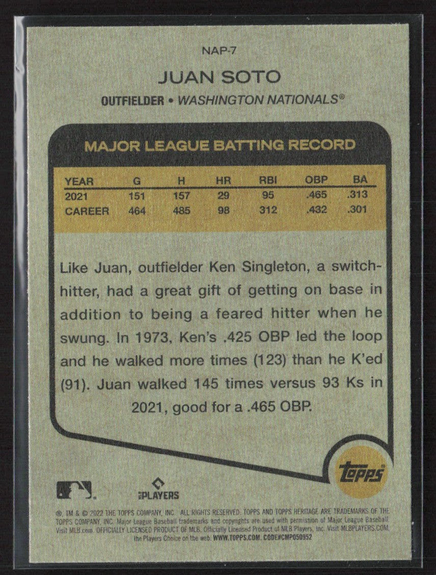 Juan Soto 2022 Topps Heritage New Age Performers #NAP-7 Washington Nationals