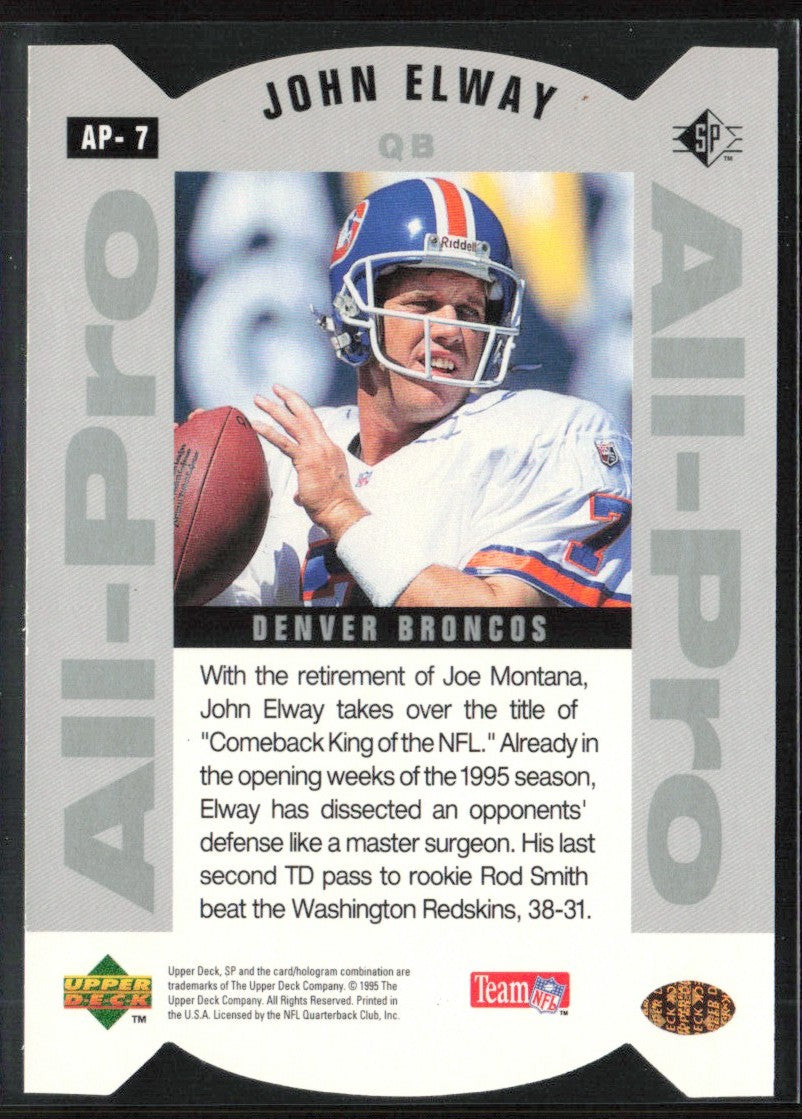 John Elway 1995 SP All-Pro Die-Cut #AP-7 Denver Broncos
