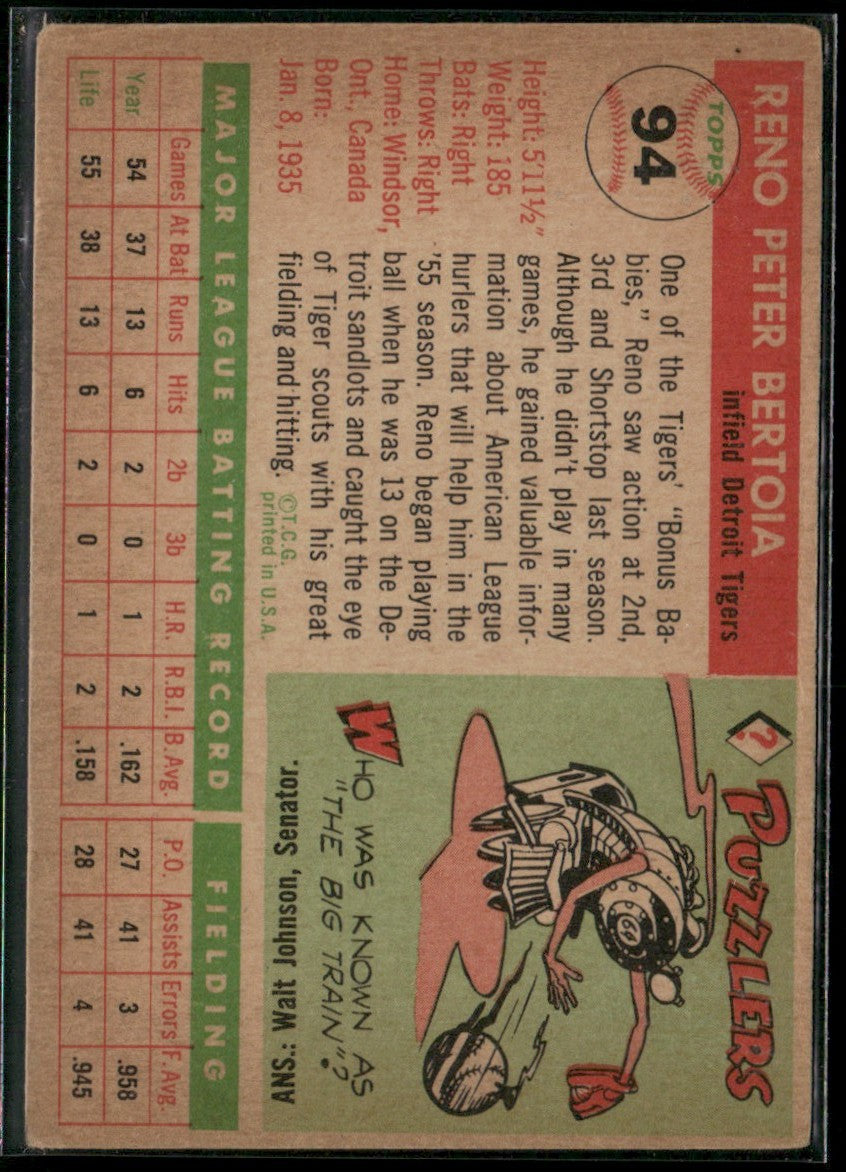 Reno Bertoia 1955 Topps #94 Detroit Tigers
