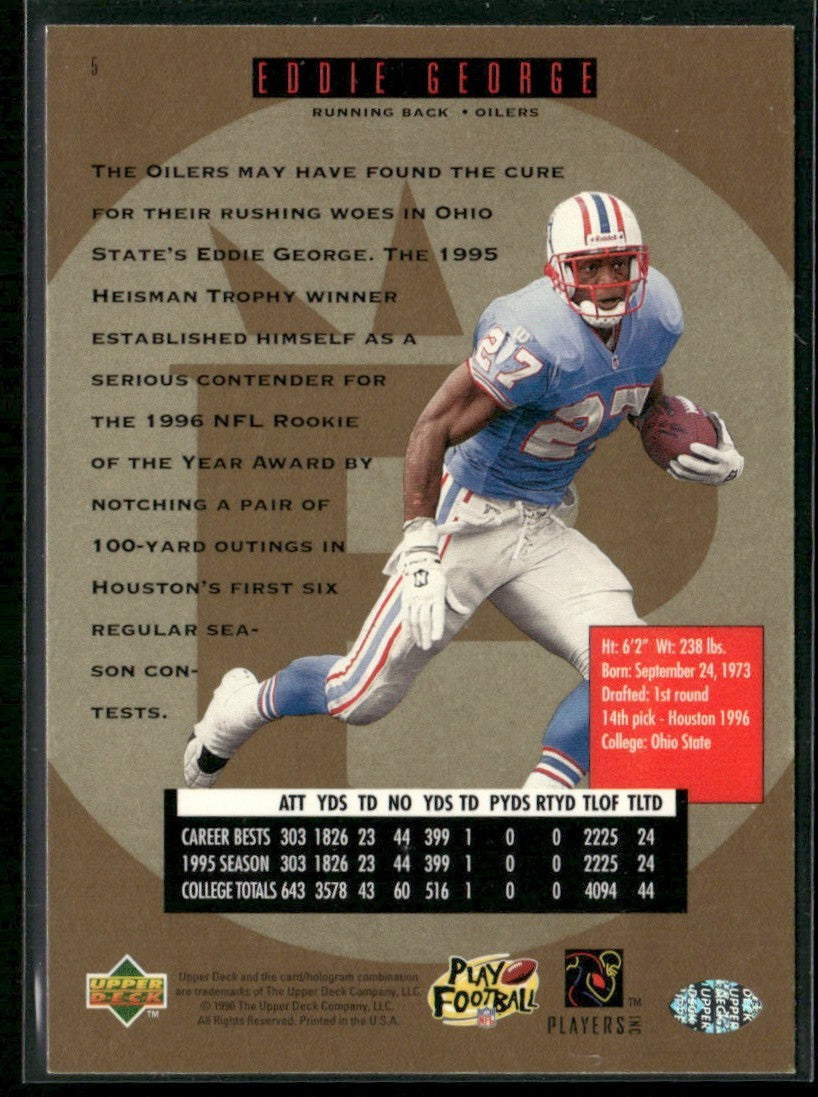 Eddie George 1996 Upper Deck SP Premier Prospects RC #5 Houston Oilers