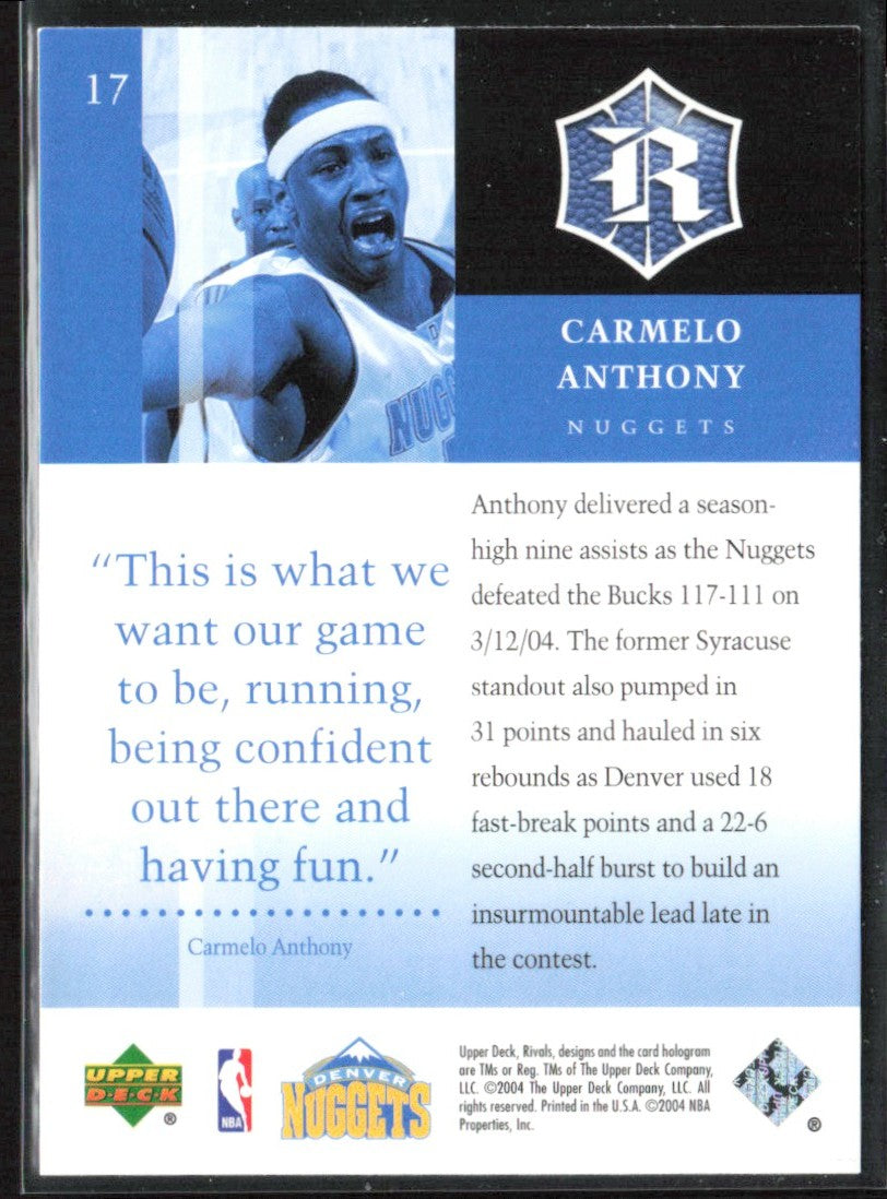Carmelo Anthony 2004 Upper Deck Rivals Box Set #17 Denver Nuggets