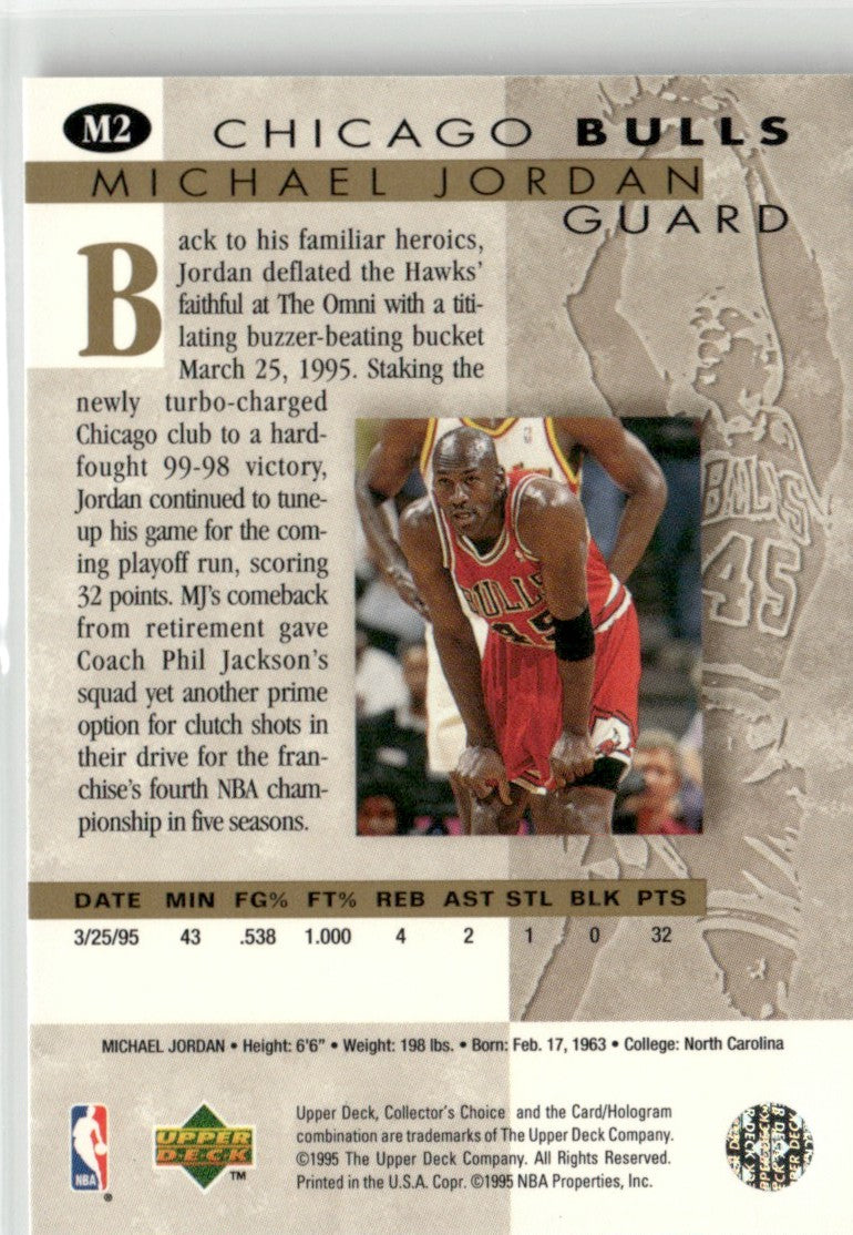 Michael Jordan 1995 Upper Deck Collector's Choice He's Back #M2 Chicago Bulls