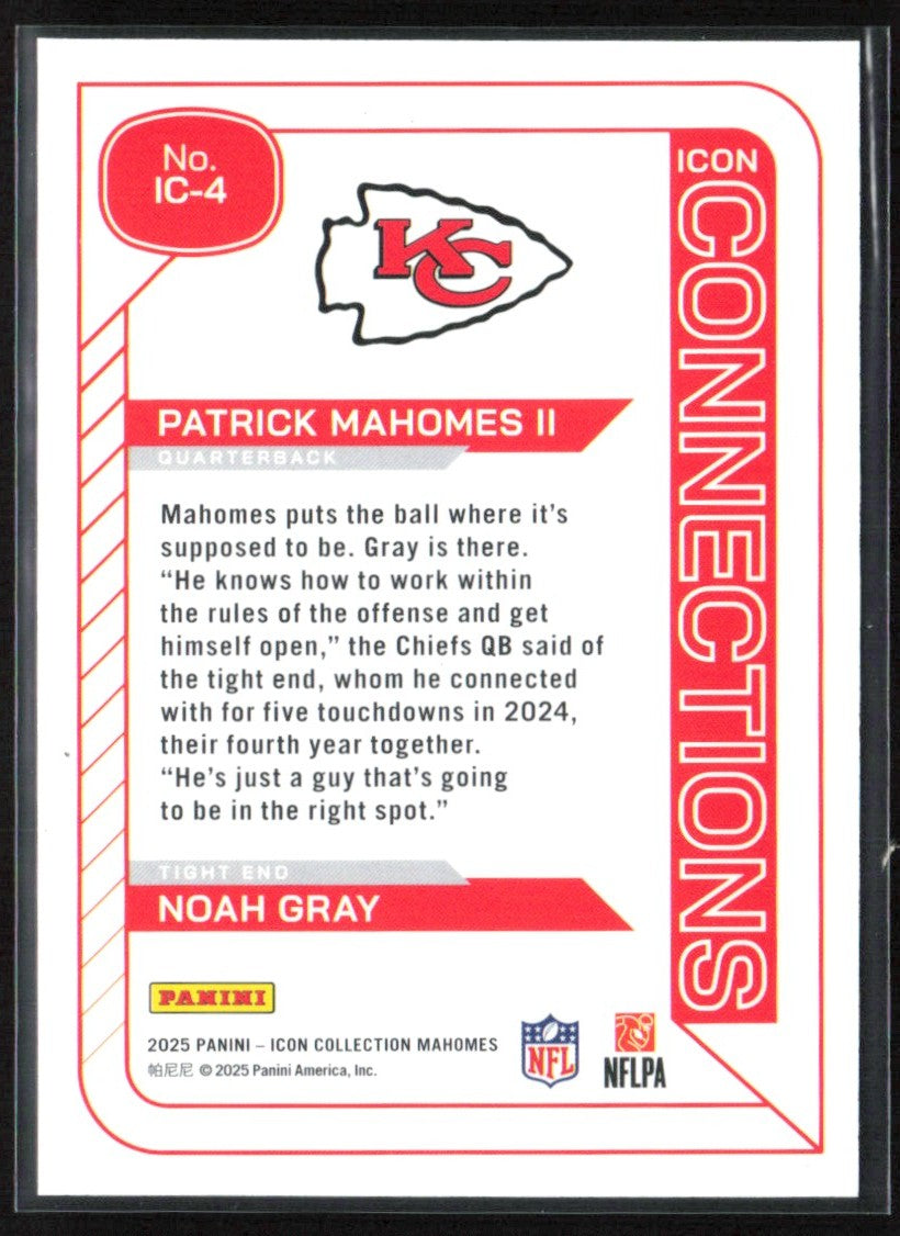Patrick Mahomes II Noah Gray 2025 Panini Icon Collection Connections #IC-4