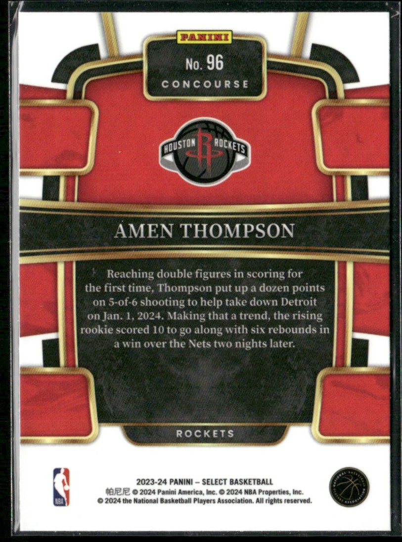 Amen Thompson 2023 Panini Select Concourse RC #96 Houston Rockets