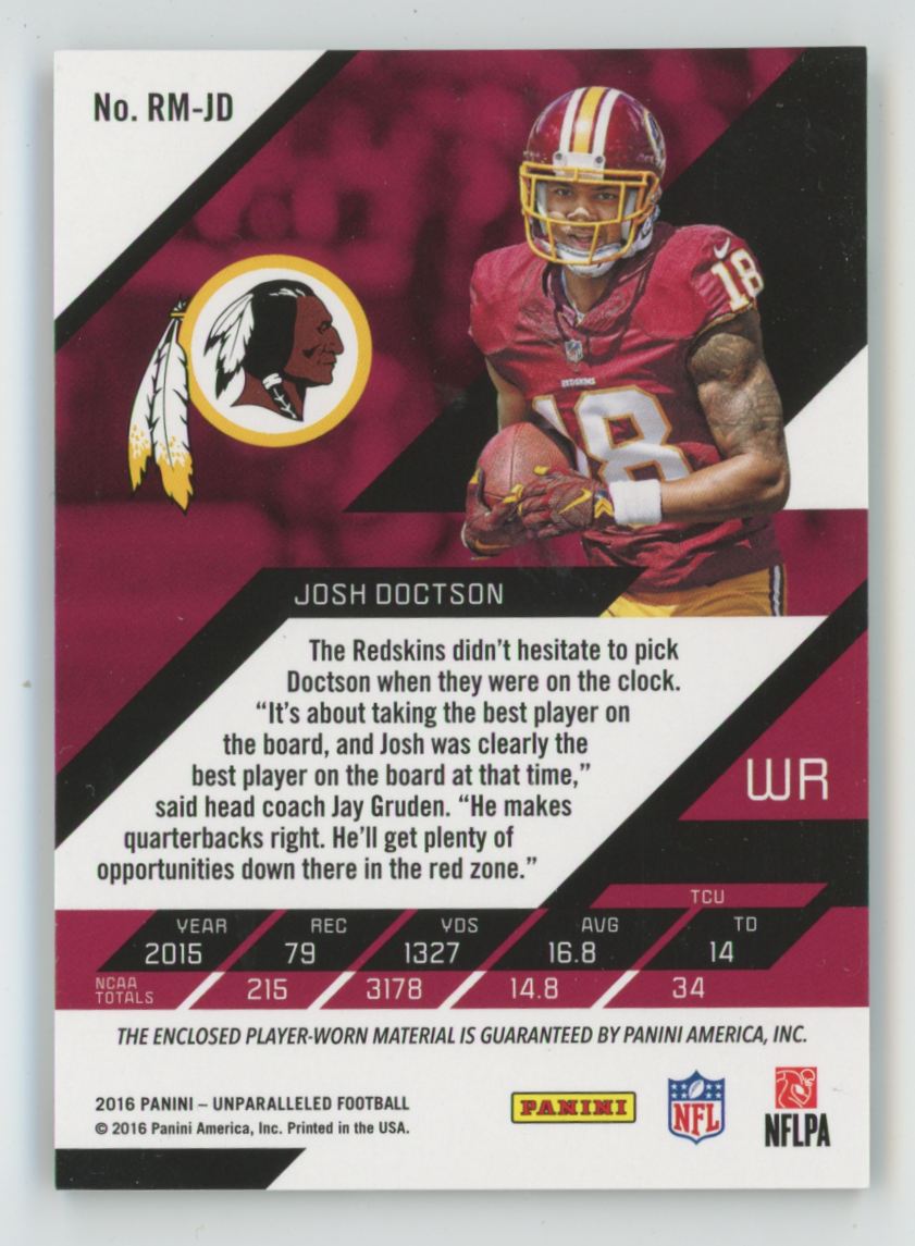 Josh Doctson 2016 Panini Unparalleled Rookie Materials /299 Jersey #RM-JD