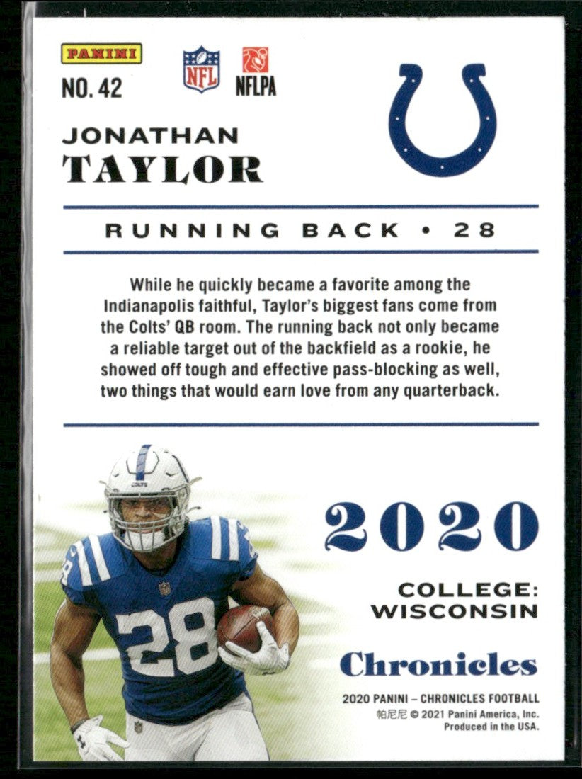 Jonathan Taylor 2020 Panini Chronicles RC #42 Indianapolis Colts