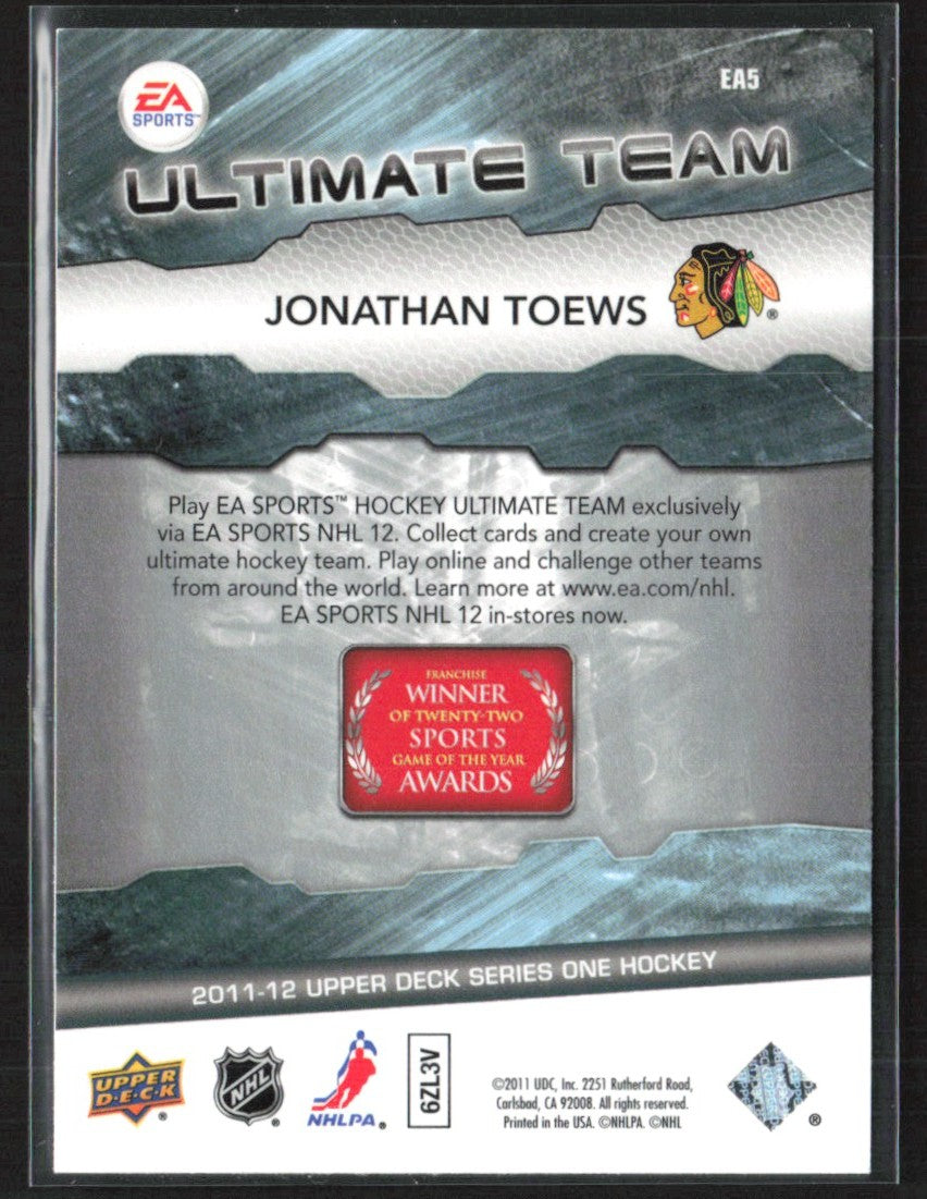 Jonathan Toews 2011 Upper Deck EA Ultimate Team #EA5 Chicago Blackhawks