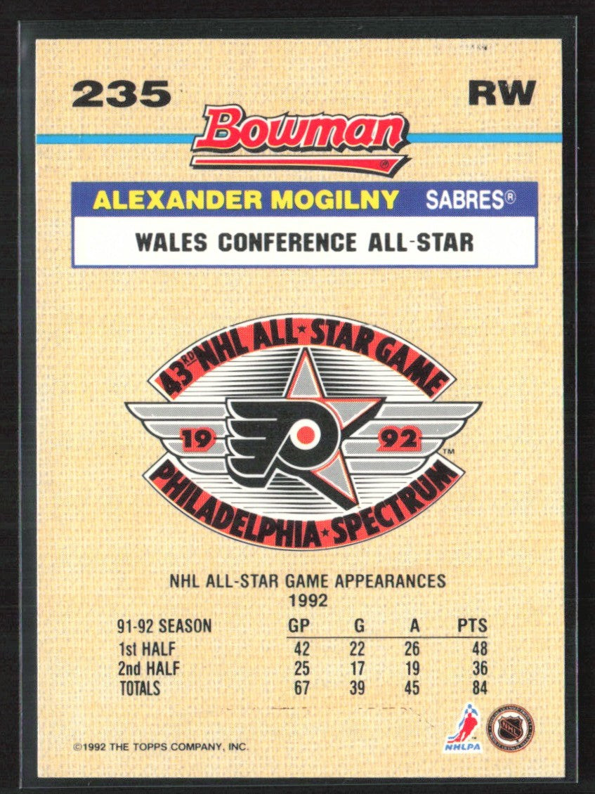 Alexander Mogilny 1992 Bowman #235 Buffalo Sabres