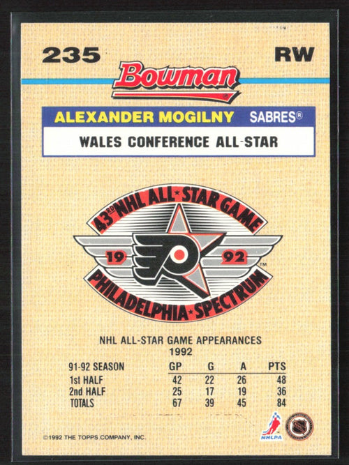 Alexander Mogilny 1992 Bowman #235 Buffalo Sabres