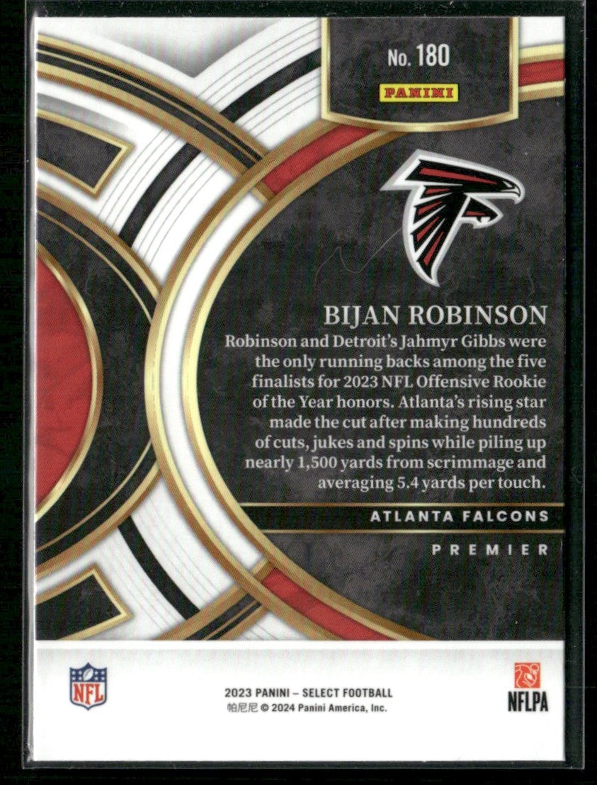Bijan Robinson 2023 Panini Select Premier RC #180 Atlanta Falcons