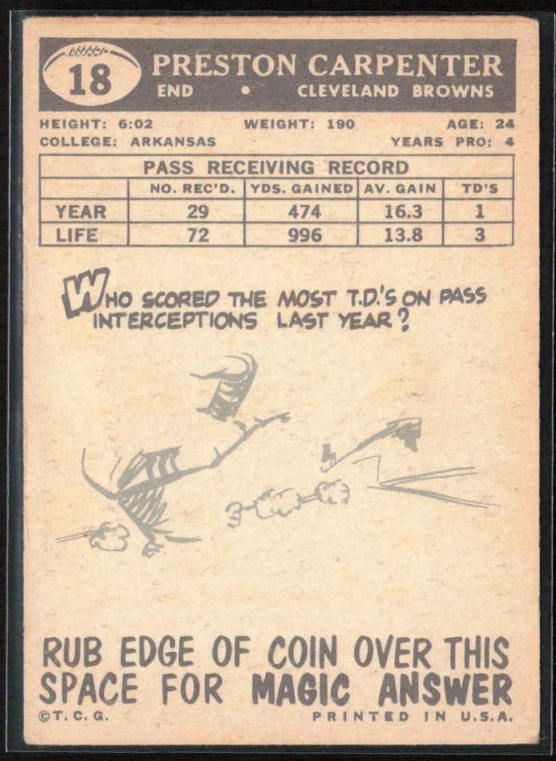 Preston Carpenter 1959 Topps #18 Cleveland Browns
