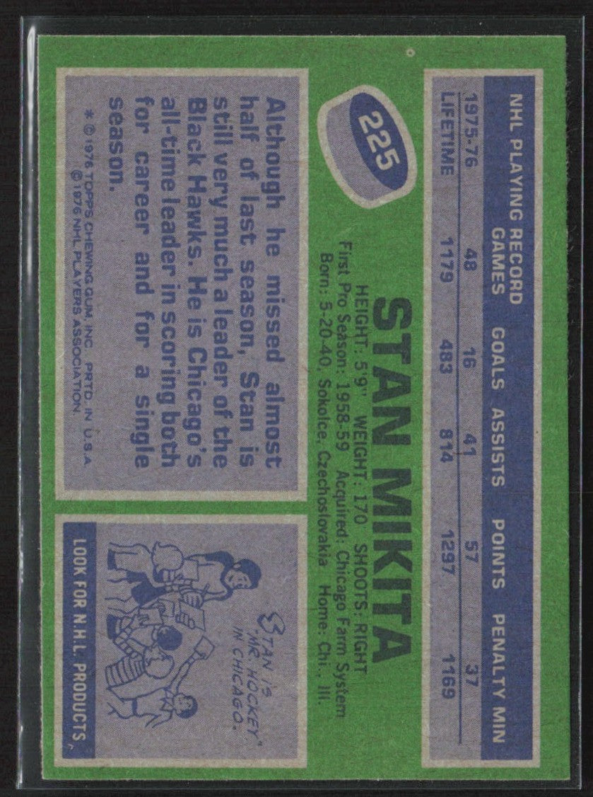 Stan Mikita 1976 Topps #225 Chicago Blackhawks