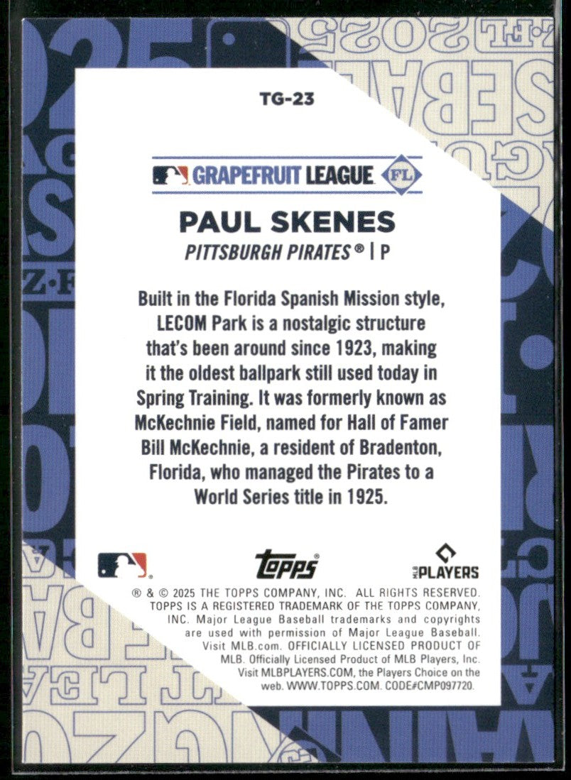 Paul Skenes 2025 Topps Training Grounds #TG-23 Pittsburgh Pirates