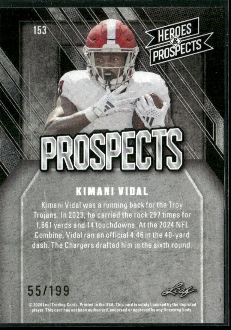 Kimani Vidal 2024 Leaf Heroes & Prospects RC /199 #153 Troy Trojans