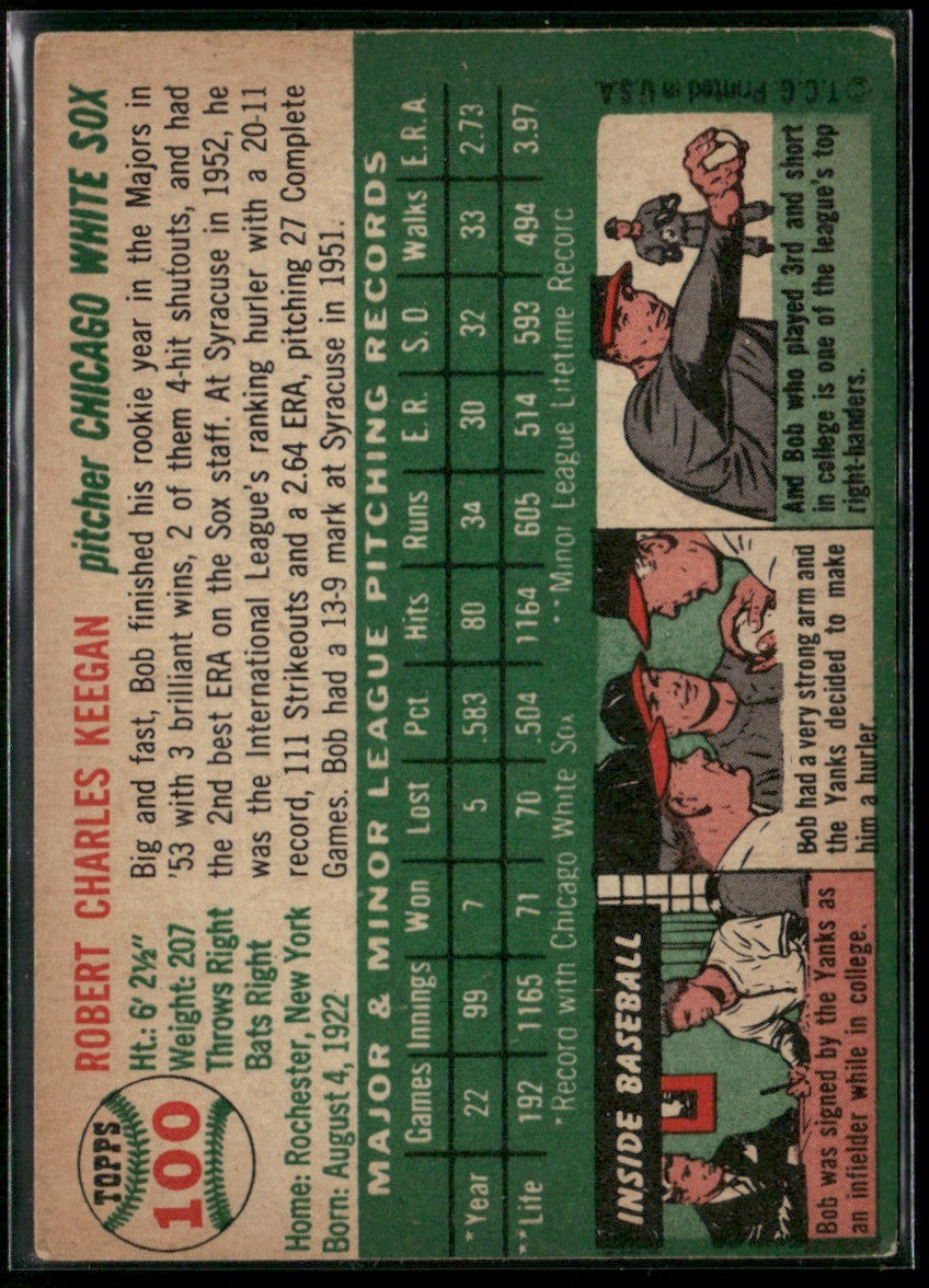 Bob Keegan 1954 Topps #100 Chicago White Sox