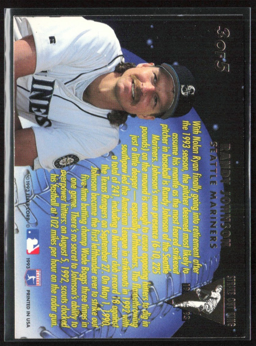 Randy Johnson 1993 Fleer Ultra Strikeout Kings #3 Seattle Mariners