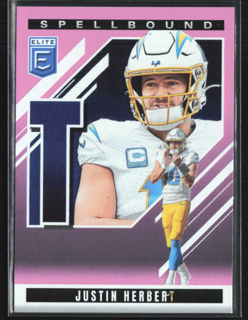Justin Herbert 2025 Donruss Elite Spellbound Pink #40 Los Angeles Chargers