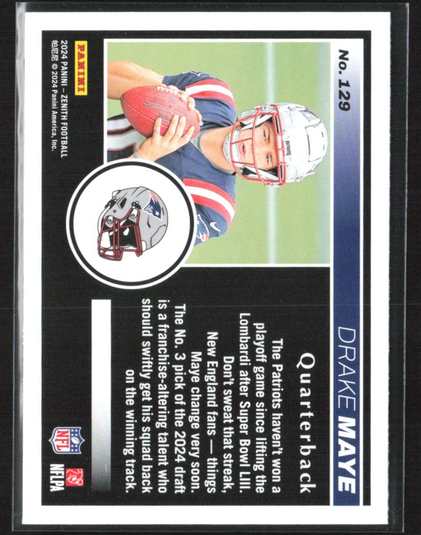 Drake Maye 2024 Panini Zenith RC #129 New England Patriots