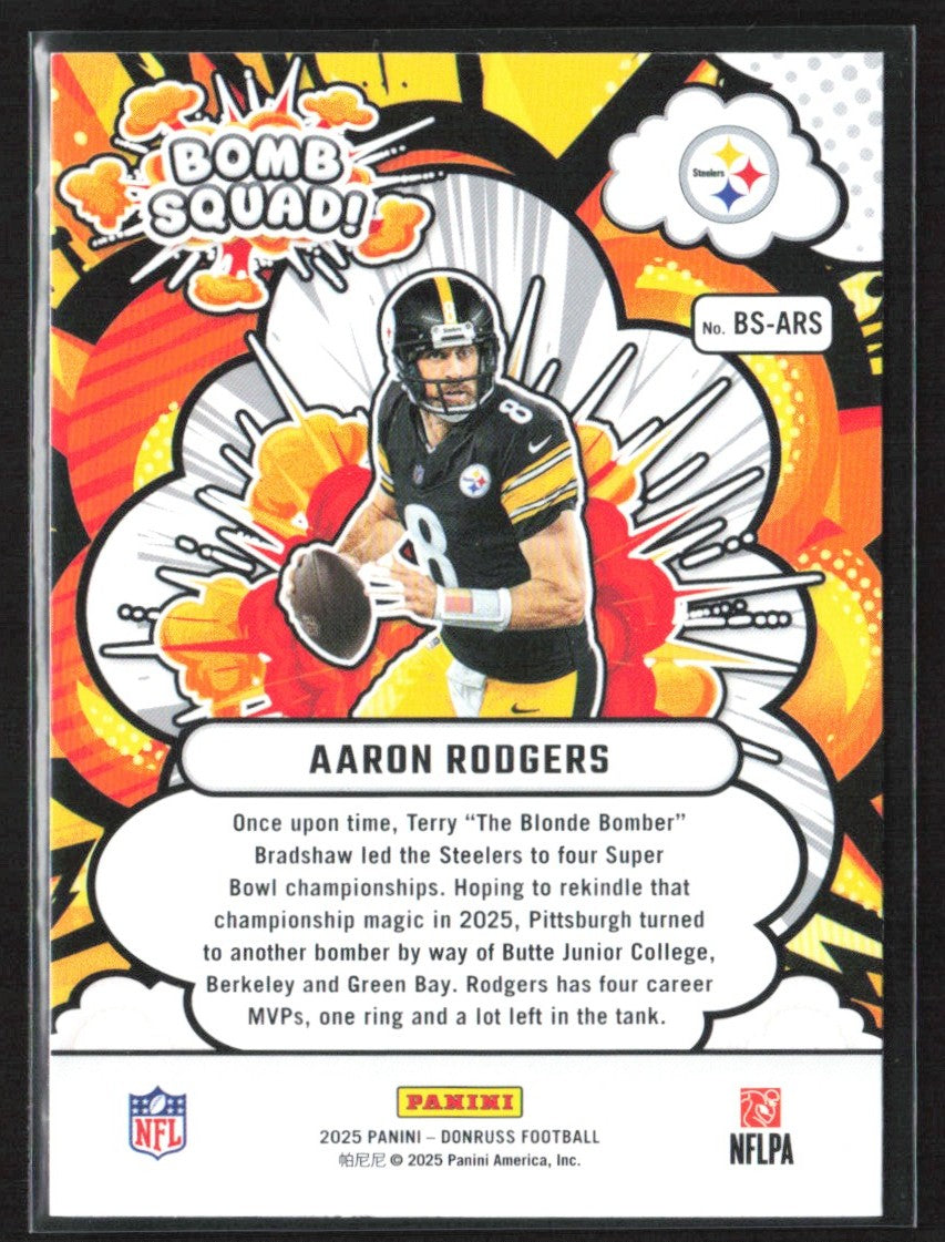 Aaron Rodgers 2025 Donruss Bomb Squad #BS-ARS Pittsburgh Steelers