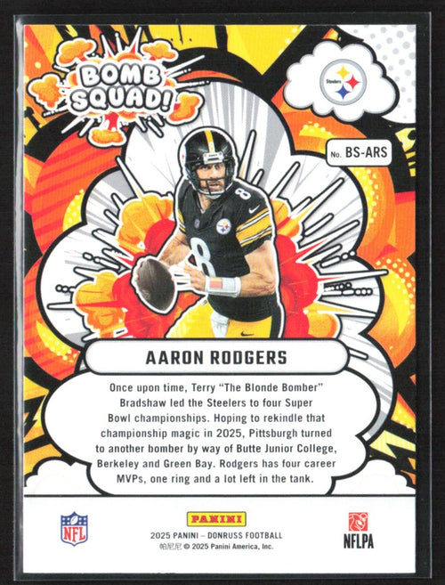 Aaron Rodgers 2025 Donruss Bomb Squad #BS-ARS Pittsburgh Steelers