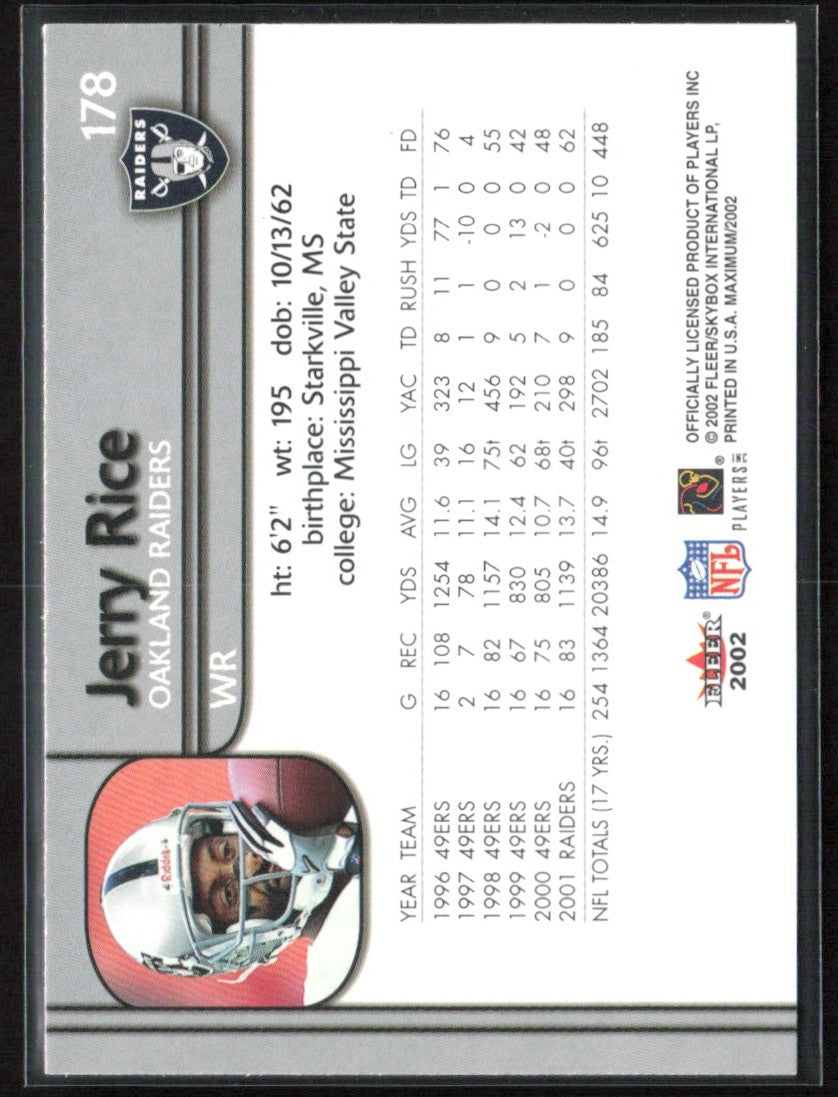 Jerry Rice 2002 Fleer Maximum #178 Oakland Raiders