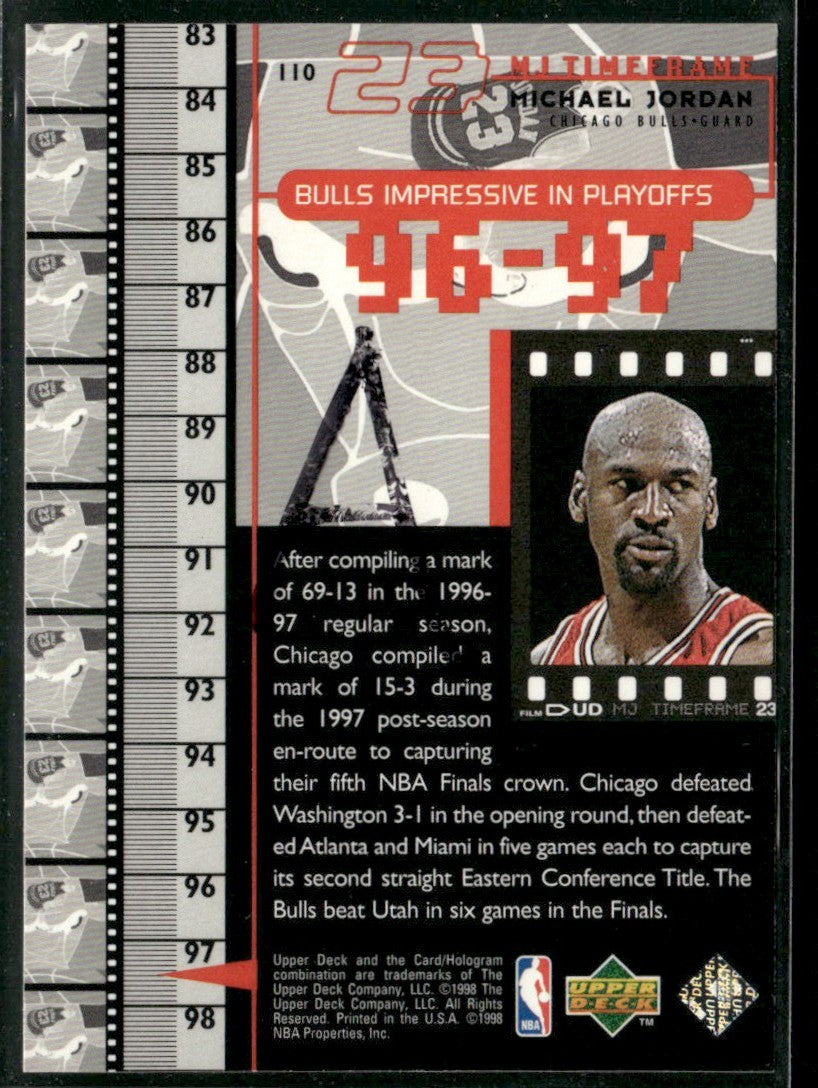 Michael Jordan 1998 Upper Deck MJ TimeFrame #110 Chicago Bulls