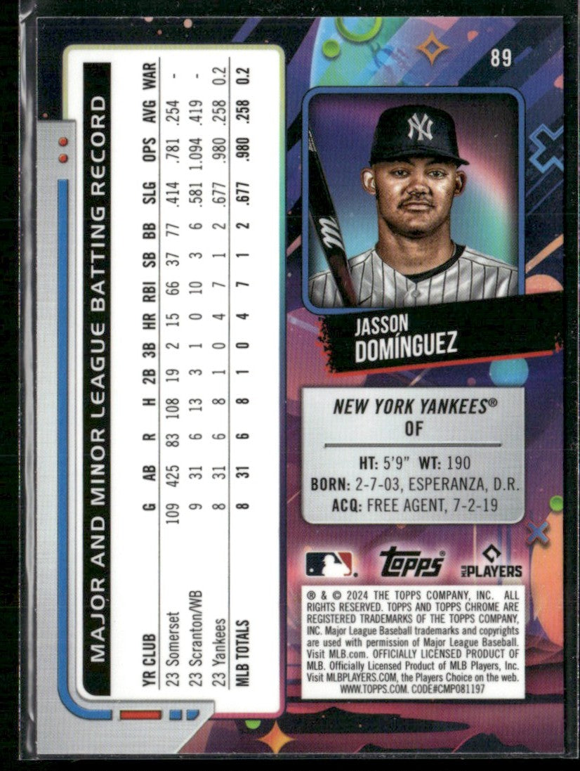 Jasson Dominguez 2024 Topps Cosmic Chrome RC #89 New York Yankees