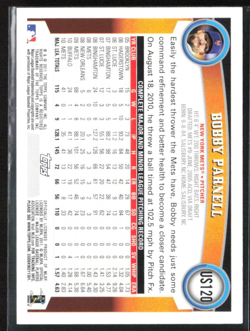 Bobby Parnell 2011 Topps Update Cognac Diamond Anniversary #US120 New York Mets