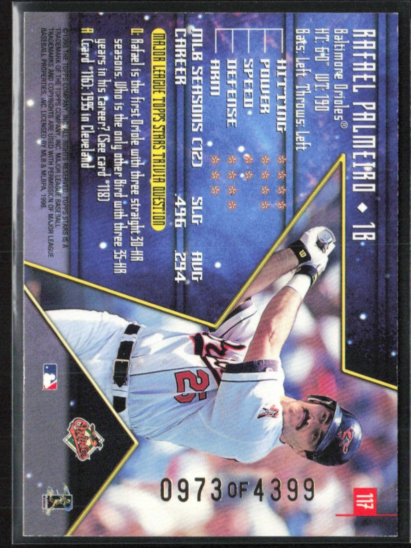 Rafael Palmeiro 1998 Topps Stars Silver /4399 #117 Baltimore Orioles