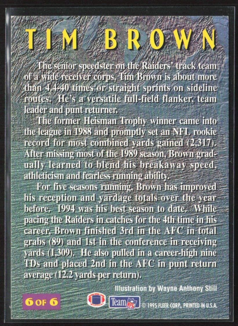 Tim Brown 1995 Fleer Pro Vision #6 Los Angeles Raiders