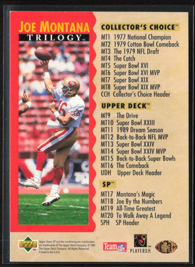 Joe Montana 1995 Upper Deck SP Trilogy Kansas City Chiefs